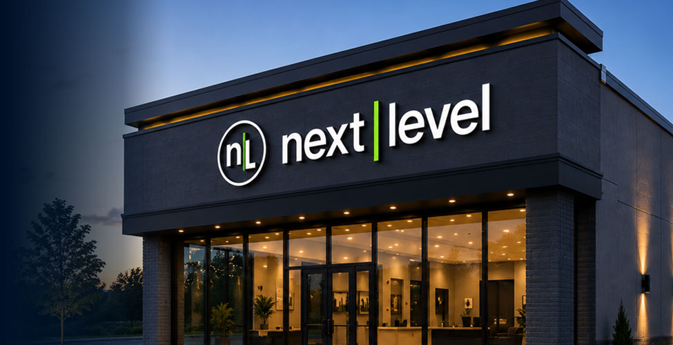 Face-lit channel letters illuminated on a commercial storefront at night
