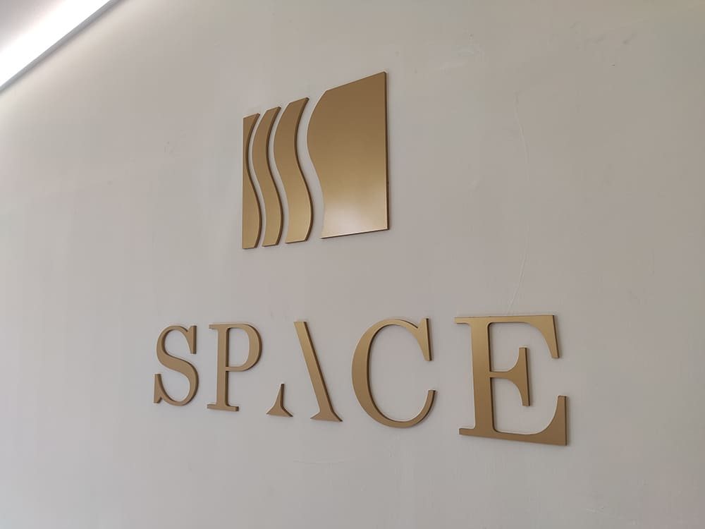 SPACE — ACM light box, laser-cut metal box and mini letters