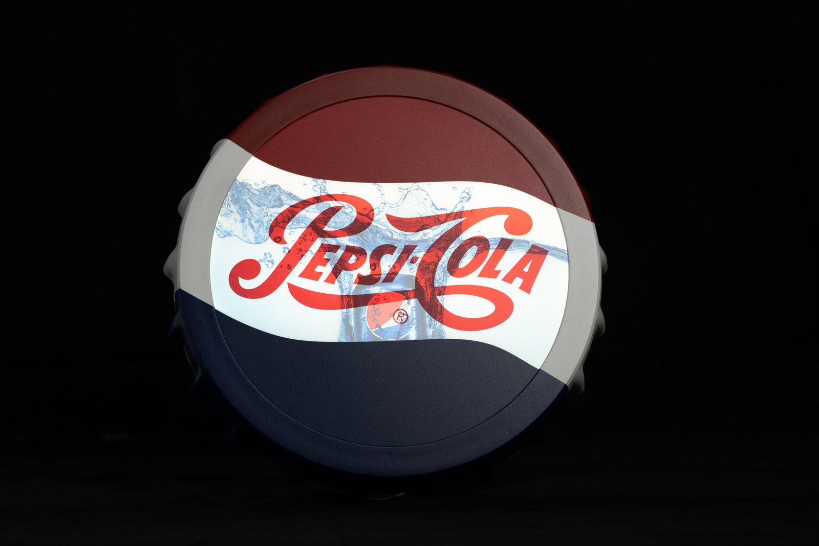 Pepsi bottle-cap shaped display sign